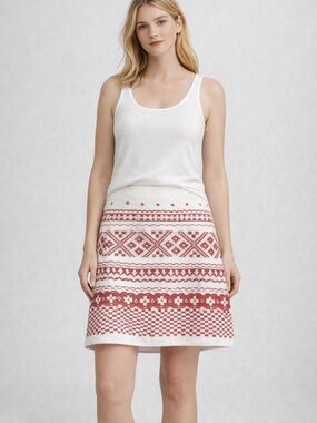 Max StudioLinen  Skirt with cross stitch Pattern